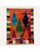 Tapis Beni Ouarain artisanal marocain en laine orange terre cuite et bordeaux à motif abstrait