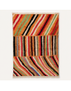 Tapis Beni Ouarain artisanal marocain en laine terracotta et noir à rayures multicolores