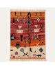 Tapis Beni Ouarain artisanal marocain en laine terracotta et crème à motifs géométriques