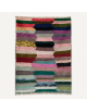 Tapis Beni Ouarain artisanal marocain en laine multicolore à bandes horizontales irrégulières