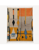 Tapis Beni Ouarain artisanal marocain en laine gris-beige chaud et terracotta à motif géométrique abstrait