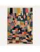 Tapis Beni Ouarain artisanal marocain en laine vert sauge et bleu pétrole à motifs patchwork abstraits