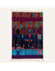 Tapis Beni Ouarain artisanal marocain en laine brun maroon et multicolore à motifs géométriques berbères