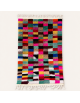 Tapis Beni Ouarain artisanal marocain en laine multicolore à motif patchwork géométrique