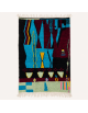Tapis Beni Ouarain artisanal marocain en laine anthracite et multicolore