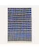 Tapis Beni Ouarain artisanal marocain en laine bleu foncé et écru à motif quadrillé