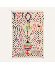 Tapis Beni Ouarain artisanal marocain en laine ivoire crème à motifs géométriques multicolores
