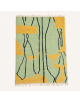 Tapis Beni Ouarain artisanal marocain en laine vert menthe et ocre, motif abstrait organique