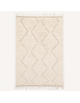 Tapis Beni Ouarain artisanal marocain en laine ivoire crème avec motif géométrique en losanges
