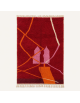 Tapis Beni Ouarain artisanal marocain en laine bordeaux et orange vif à motif abstrait