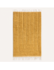 Tapis Beni Ouarain artisanal marocain en laine ocre doré et miel clair, motif géométrique en relief