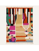 Tapis Beni Ouarain artisanal marocain en laine crème et multicolore à motifs géométriques abstraits