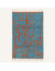 Tapis Beni Ouarain artisanal marocain en laine bleu turquoise poudré et orange rouille