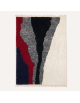 Tapis Beni Ouarain artisanal en laine ivoire, noir, gris charbon, bordeaux et bleu marine