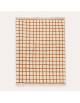 Tapis Beni Ouarain artisanal marocain en laine ivoire crème et terracotta à motif quadrillé