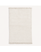Tapis Beni Ouarain artisanal marocain en laine ivoire blanc chaud, rectangulaire et uni