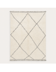 Tapis Beni Ouarain artisanal marocain en laine ivoire crème et noir charbon