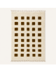 Tapis Beni Ouarain artisanal marocain rectangulaire en laine ivoire avec grille de motifs bruns