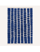 Tapis Beni Ouarain artisanal marocain en laine bleu cobalt et ivoire, motif géométrique en relief