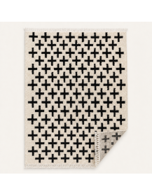 Tapis Beni Ouarain artisanal marocain ivoire et noir vu de dos