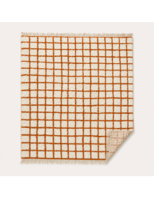 Vue du revers du tapis artisanal marocain en laine ivoire et terracotta