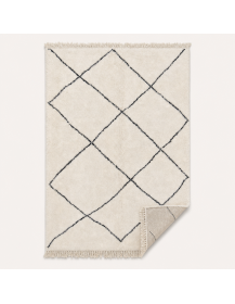 Tapis artisanal marocain rectangulaire en laine, vue arrière non détaillée