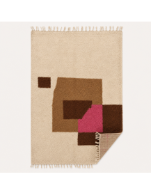 Tapis Beni Ouarain ivoire et brun chocolat présenté de face, envers non visible