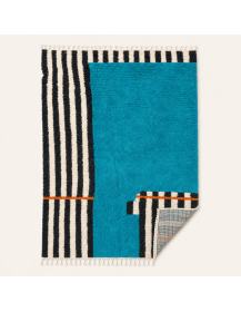 Tapis Beni Ouarain turquoise et noir vu au dos
