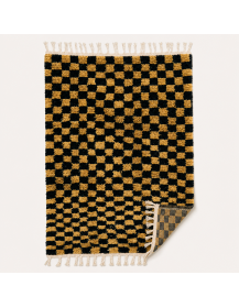 Vue arrière du tapis Beni Ouarain noir et ocre