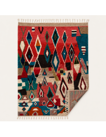 Vue arrière non fournie du tapis artisanal marocain en laine