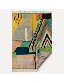 Vue du revers du tapis Beni Ouarain artisanal marocain en laine
