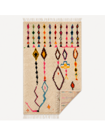 Vue du revers du tapis Beni Ouarain artisanal marocain en laine