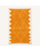 Tapis Beni Ouarain artisanal marocain en laine ocre orange et écru, motif géométrique
