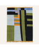 Tapis Beni Ouarain artisanal marocain en laine noir charbon et vert olive, motif géométrique abstrait